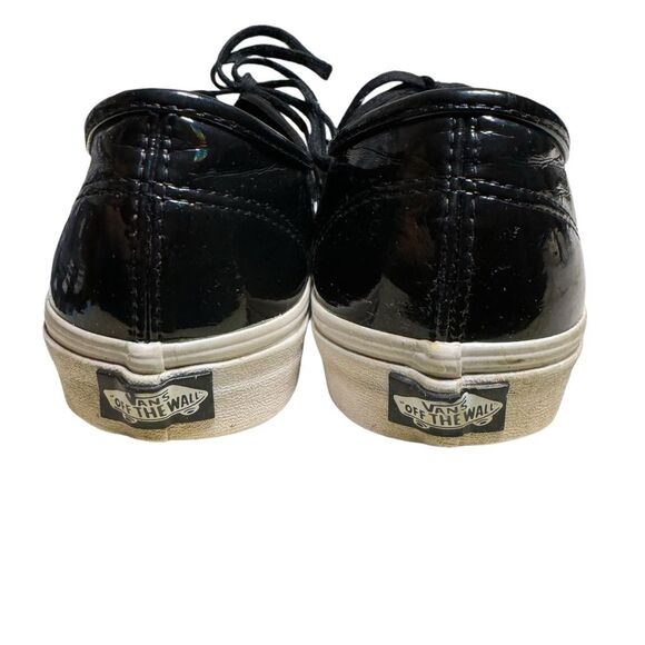 Vans Men's Black Patent Leather Tie Up Lace Up Sneakers Size 10 - Picture 6 of 8